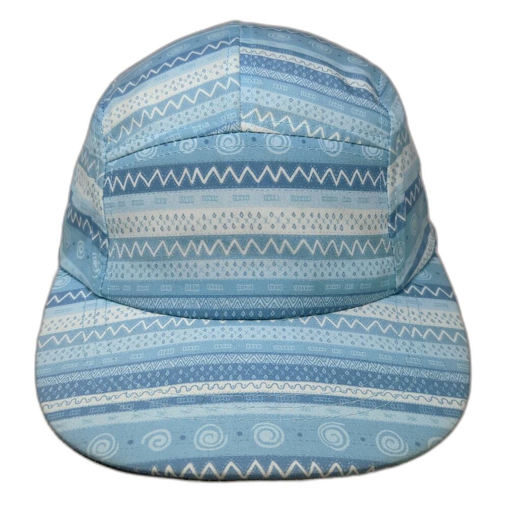 Pugs 5 Panel Blue One Size Geometric Tribal Print Adjustable Strapback Hat